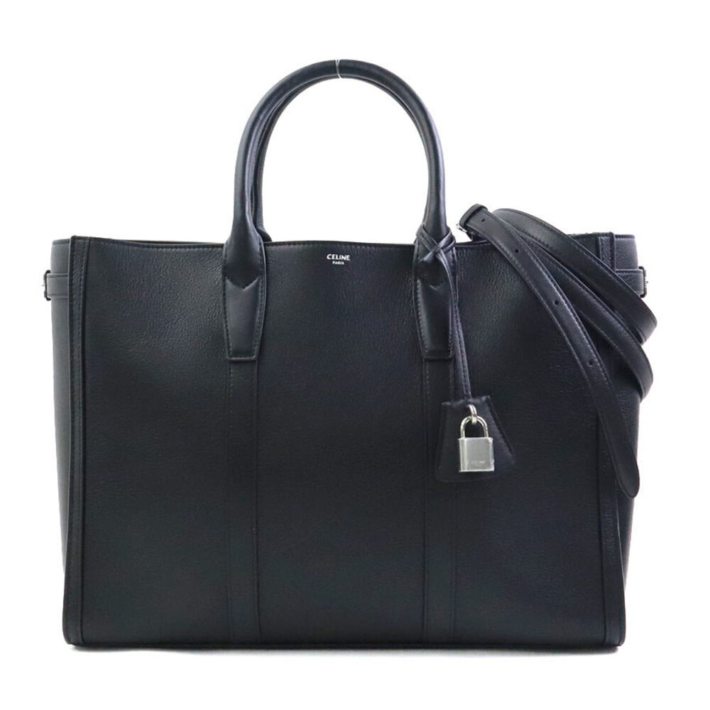 Celine CELINE Handbag Shoulder Bag Medium Cabas Leather Black Men's 90279k